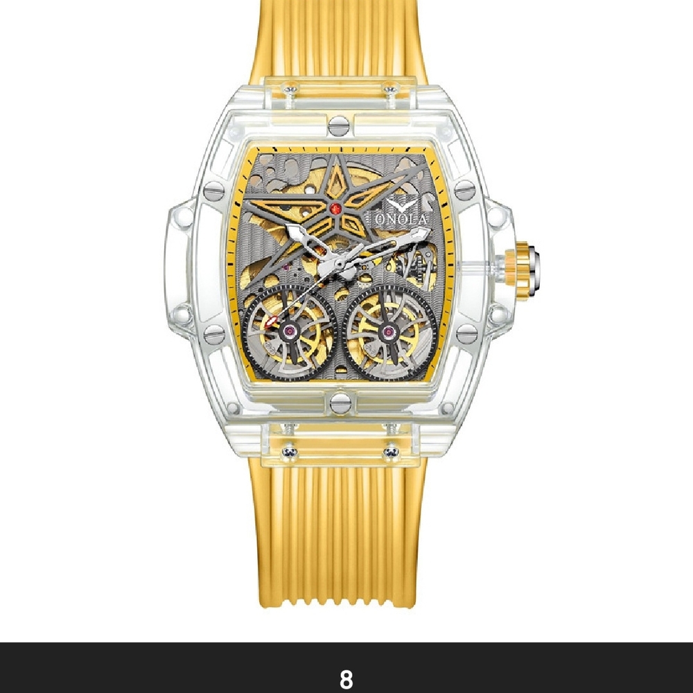 Nola Yellow and Silver Skeleton Watch